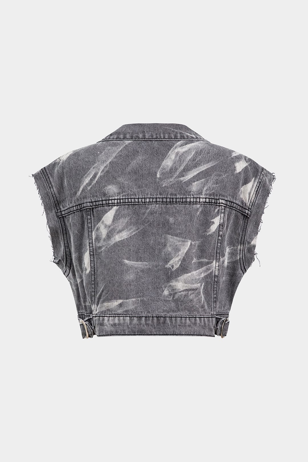 Veste denim croppée grise métallisée style urbain