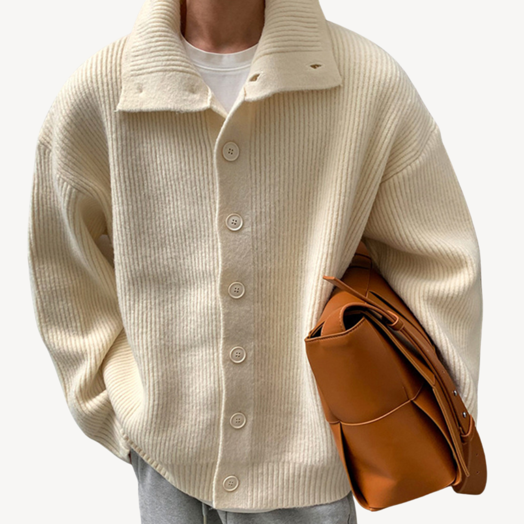 Gilet boutonné en maille côtelée pour homme 2