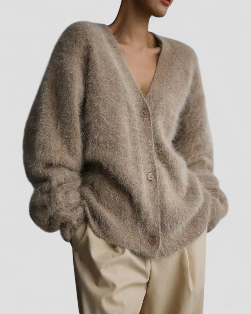 Gilet boutonné en maille duveteuse 0