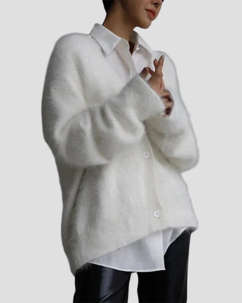 Gilet boutonné en maille duveteuse 4