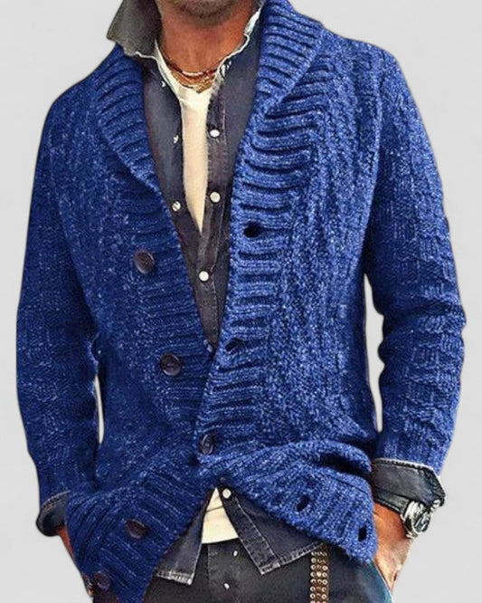 Gilet Homme en Maille Épaisse avec Col Châle - PanierRoyale