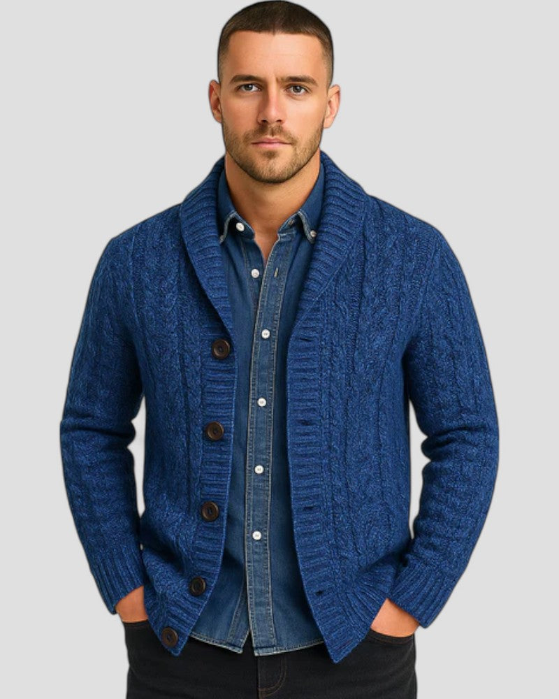 Gilet cardigan à col châle en grosse maille pour homme 1