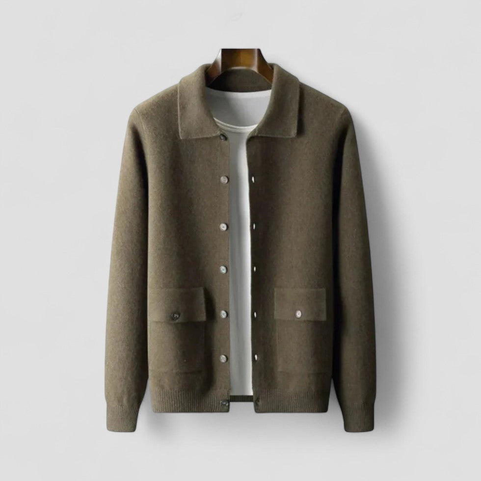 Gilet d'hiver en maille à manches longues pour homme, boutonné, à boutons 0