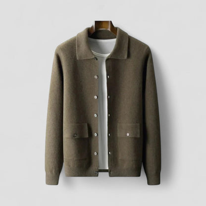 Gilet d'hiver en maille à manches longues pour homme, boutonné, à boutons 0