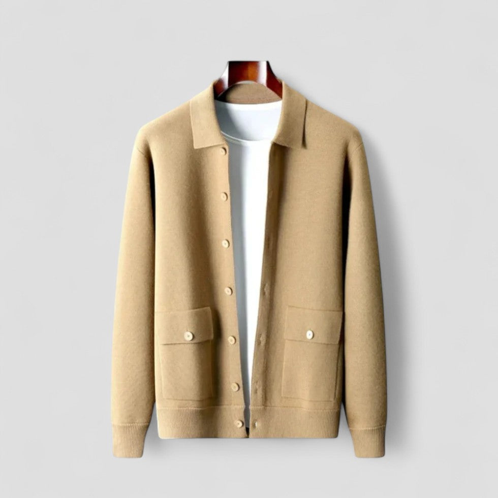 Gilet d'hiver en maille à manches longues pour homme, boutonné, à boutons 1