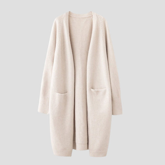 Gilet Cachemire Femme Long Manches Ouvrant Devant - PanierRoyale