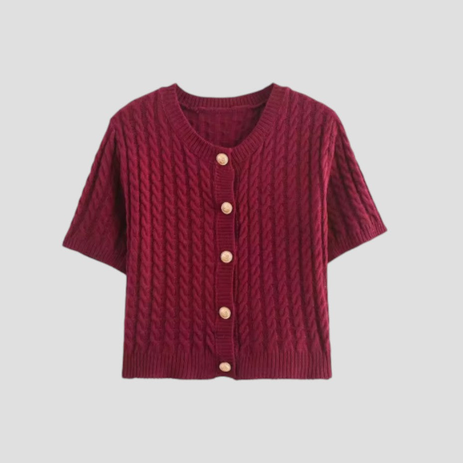 Gilet en maille à manches courtes pour femme avec fermeture boutonnée 0