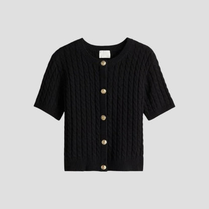 Gilet en maille à manches courtes pour femme avec fermeture boutonnée 1