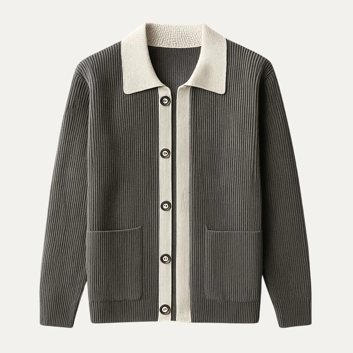 Gilet en maille de coton pour homme, boutonné et doté de poches 1