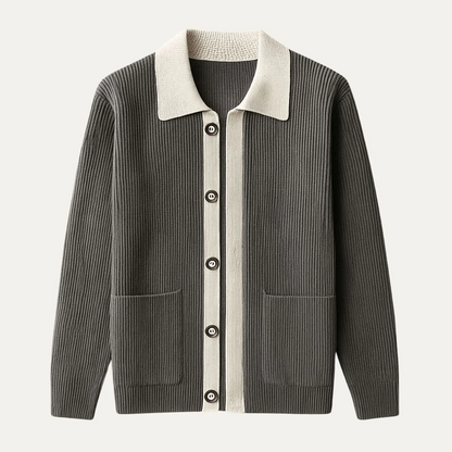 Gilet en maille de coton pour homme, boutonné et doté de poches 1