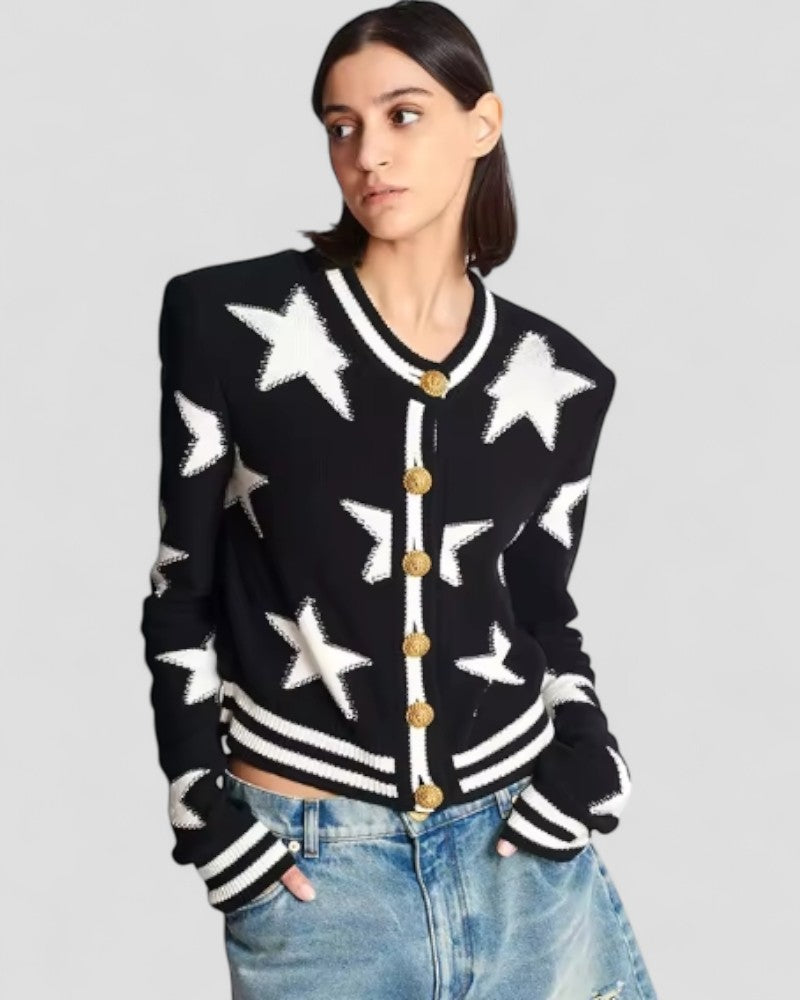 Gilet en maille orné d'étoiles et de boutons dorés 0