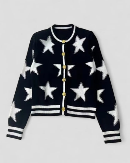 Gilet en maille orné d'étoiles et de boutons dorés 1