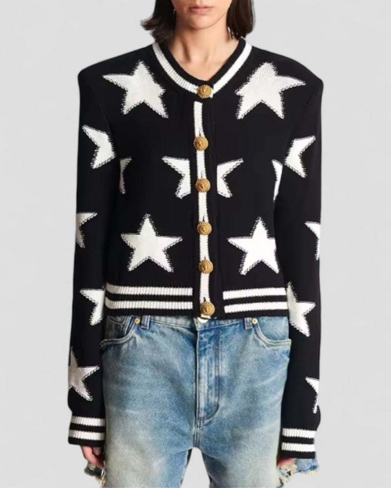 Gilet en maille orné d'étoiles et de boutons dorés 2
