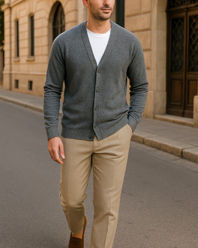 Gilet léger en maille pour homme avec boutons 2