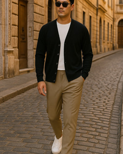 Gilet léger en maille pour homme avec boutons 4