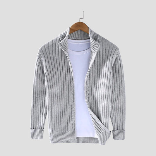 Gilet moderne en maille côtelée zippée pour homme 0