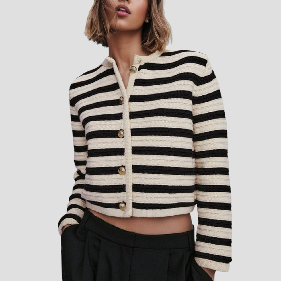 Gilet rayé à boutons pour femme 0