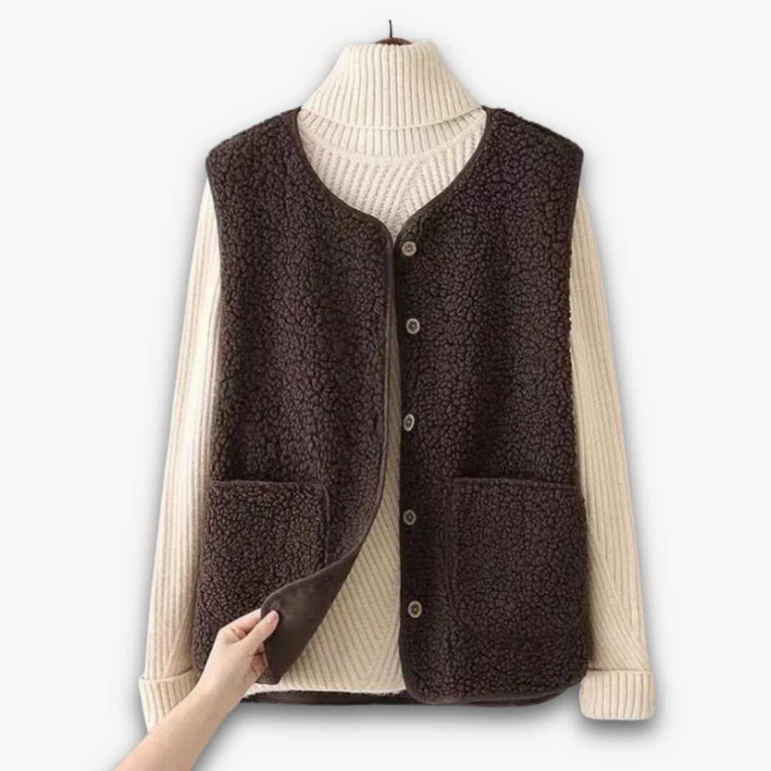 Gilet femme sans manches polaire doux et chaud avec poches - PanierRoyale