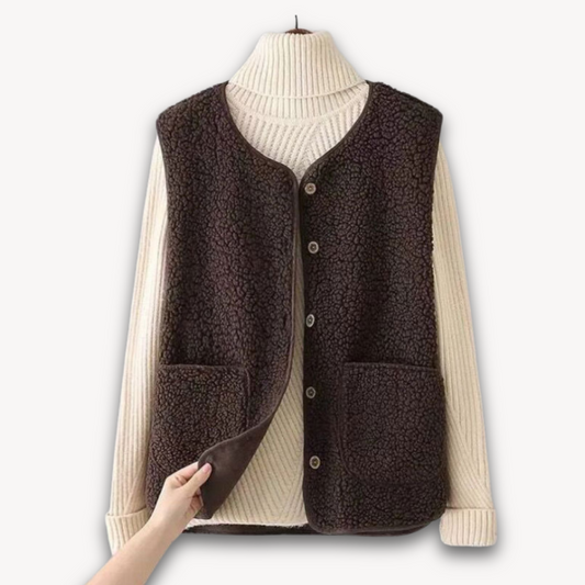 Gilet femme sans manches polaire doux et chaud avec poches - PanierRoyale