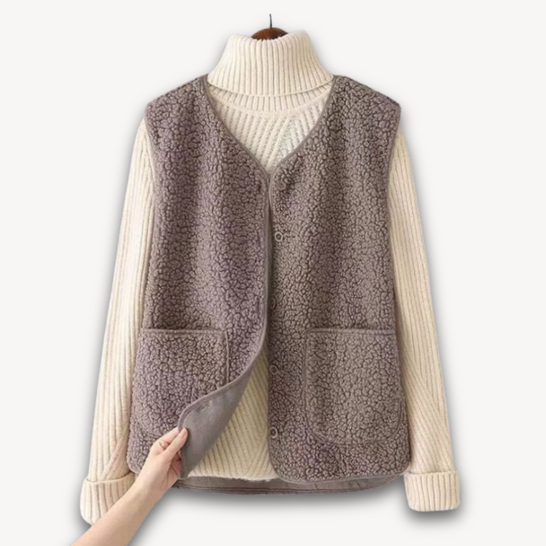 Gilet sans manches en polaire sherpa pour femme - Douce et moelleuse, avec poches - Vêtement d'hiver décontracté 2