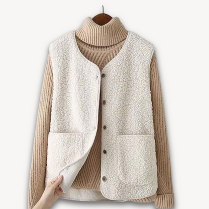 Gilet sans manches en polaire sherpa pour femme - Douce et moelleuse, avec poches - Vêtement d'hiver décontracté 3