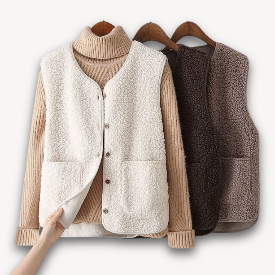 Gilet sans manches en polaire sherpa pour femme - Douce et moelleuse, avec poches - Vêtement d'hiver décontracté 6