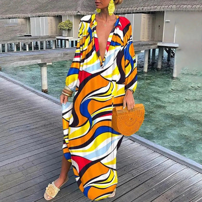 Robe Été Grande Taille Décontractée en V avec Dos Nu