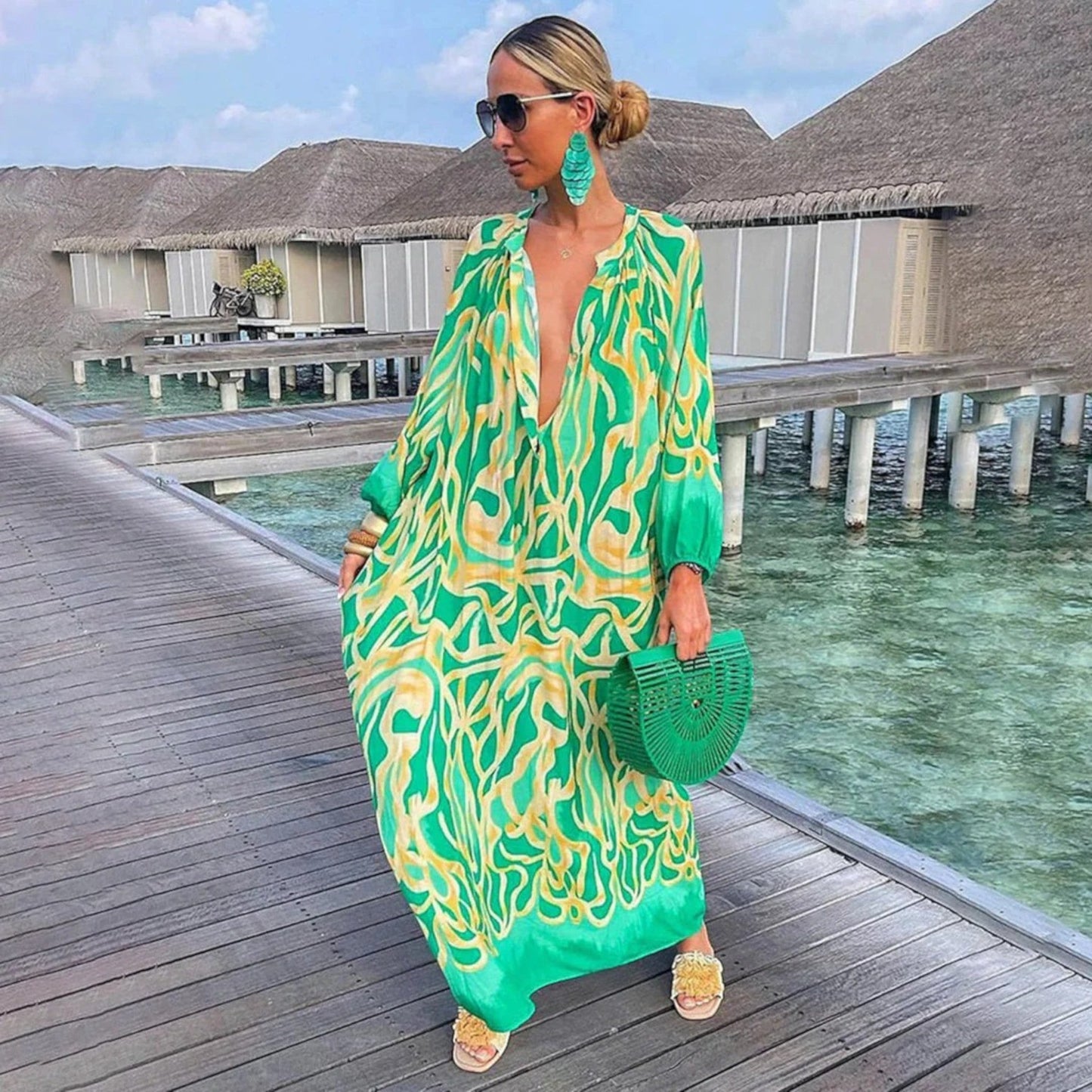 Robe Été Grande Taille Décontractée en V avec Dos Nu - PanierRoyale