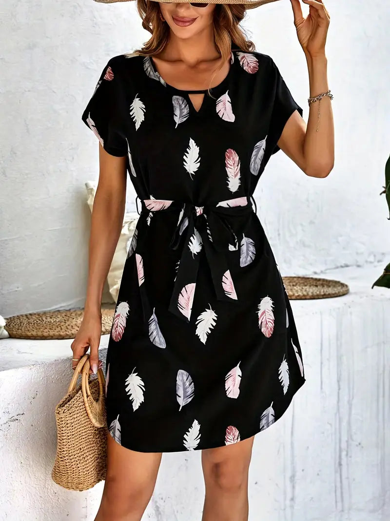 Robe Femme Élégante Col Rond avec Détails Tendances - PanierRoyale