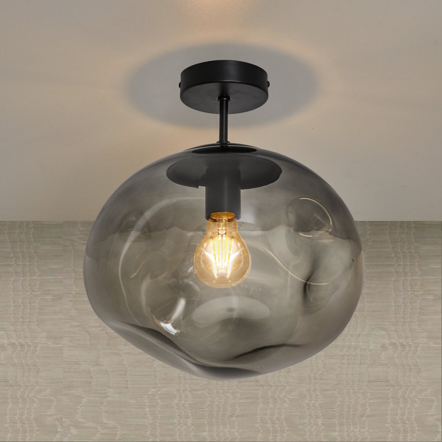 Luminaire Suspendu en Verre Or avec Abat-Jour Teinté