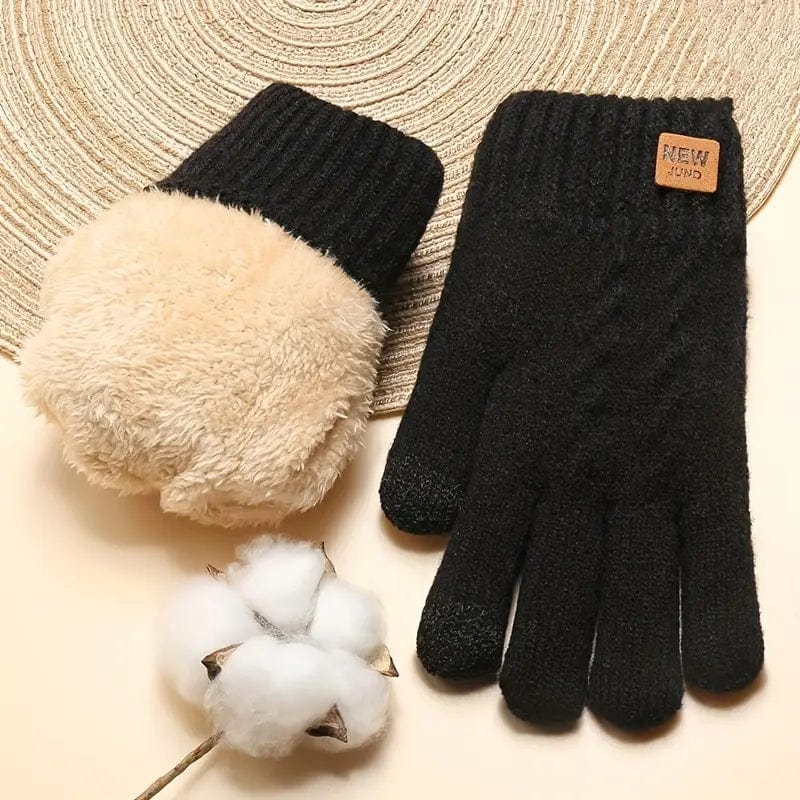 Gants d'Hiver Chauffants en Fourrure pour Smartphone