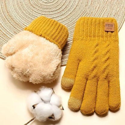 Gants d'Hiver Chauffants en Fourrure pour Smartphone
