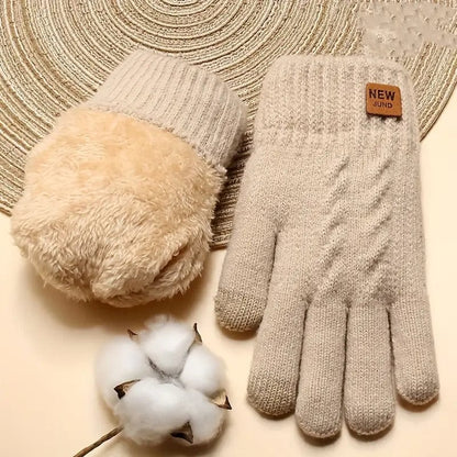 Gants d'Hiver Chauffants en Fourrure pour Smartphone
