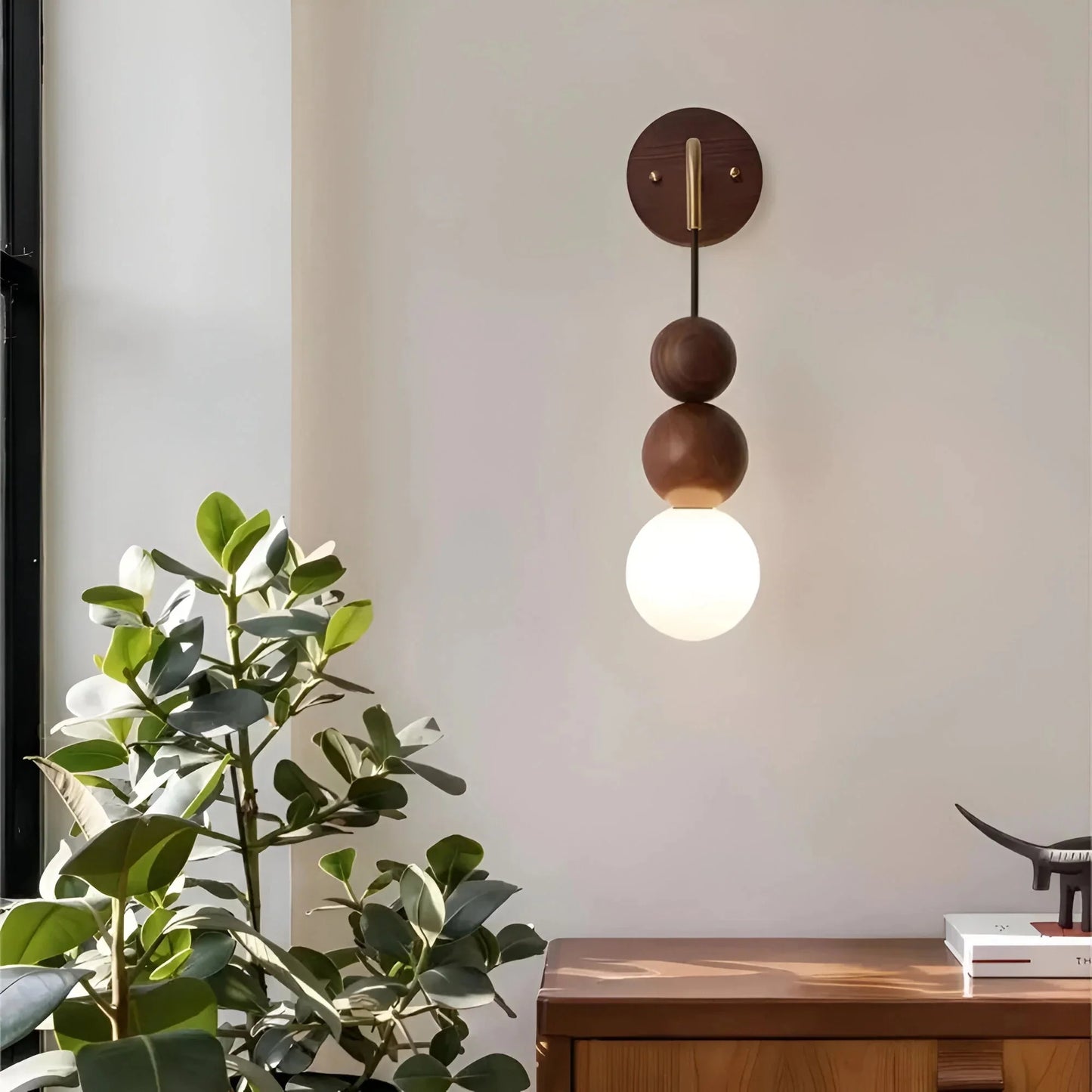 GlowHaven™ – Applique Murale en Noyer avec Éclairage Doux
