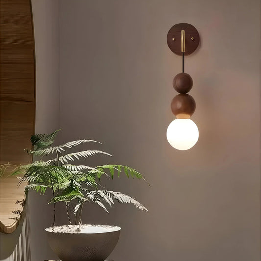 GlowHaven™ – Applique Murale en Noyer avec Éclairage Doux