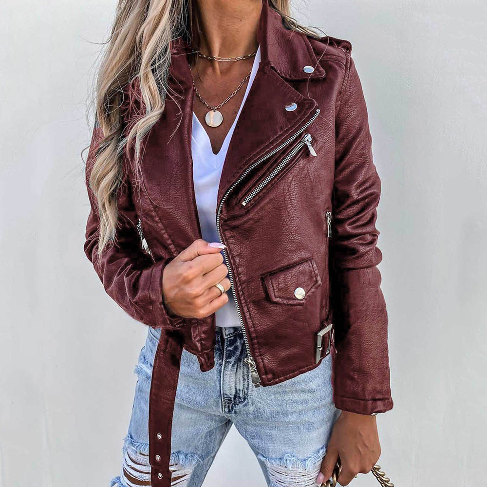 Veste Biker Femme Similicuir Fermeture Asymétrique Coupe Urbaine