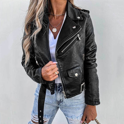 Veste Biker Femme Similicuir Fermeture Asymétrique Coupe Urbaine - PanierRoyale
