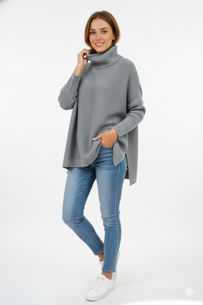 Pull Femme Oversize Doux au Col Roulé Modèle Chic - PanierRoyale