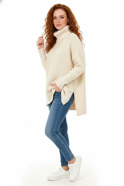 Pull Femme Oversize Doux au Col Roulé Modèle Chic