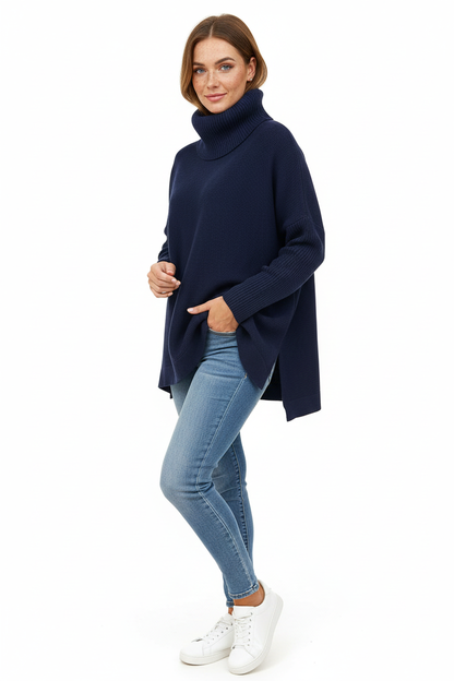 Pull Femme Oversize Doux au Col Roulé Modèle Chic