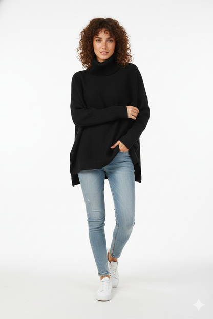 Pull Femme Oversize Doux au Col Roulé Modèle Chic
