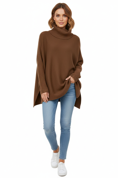 Pull Femme Oversize Doux au Col Roulé Modèle Chic
