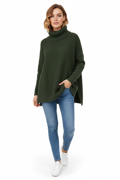 Pull Femme Oversize Doux au Col Roulé Modèle Chic