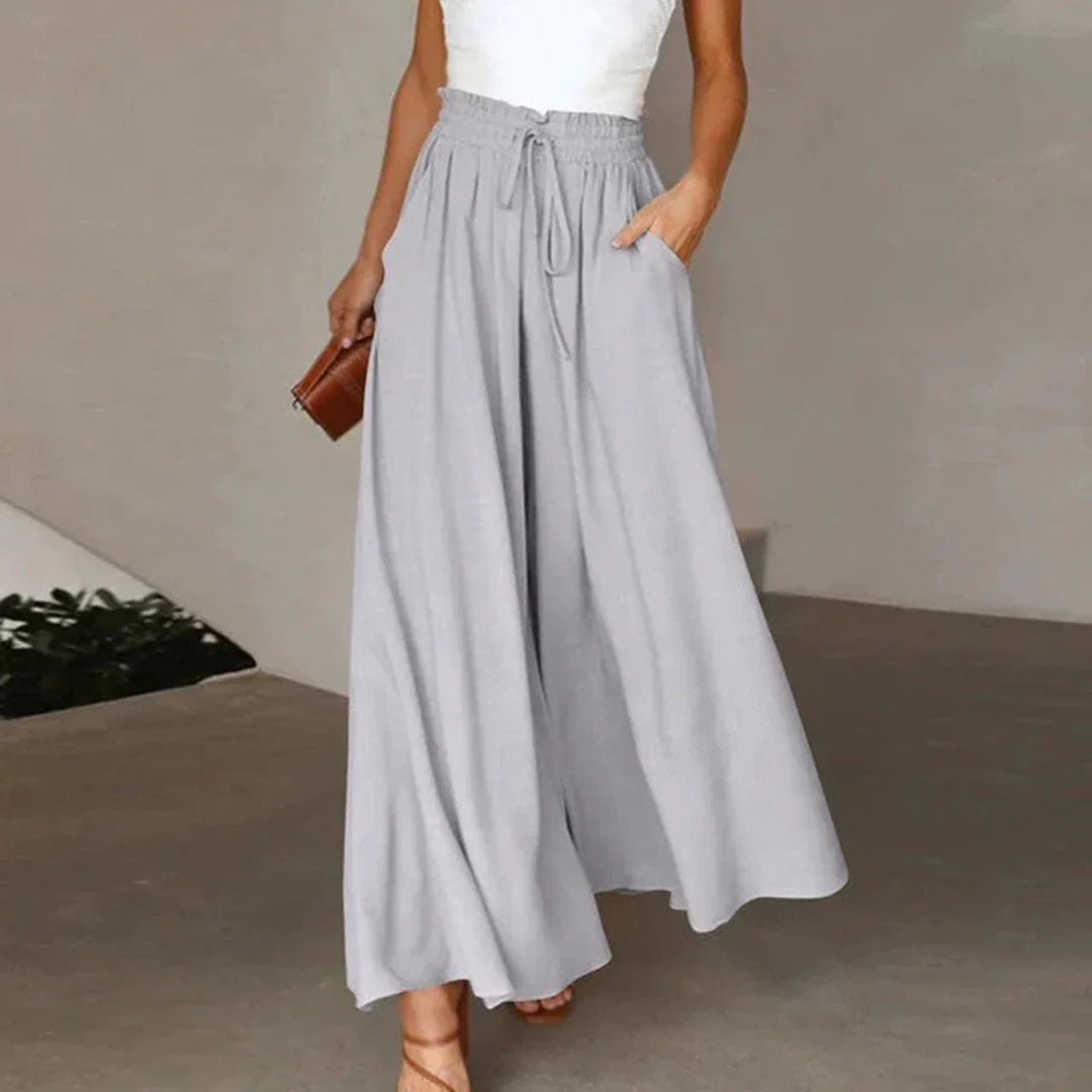 Pantalon Taille Haute Élégant avec Jambes Larges