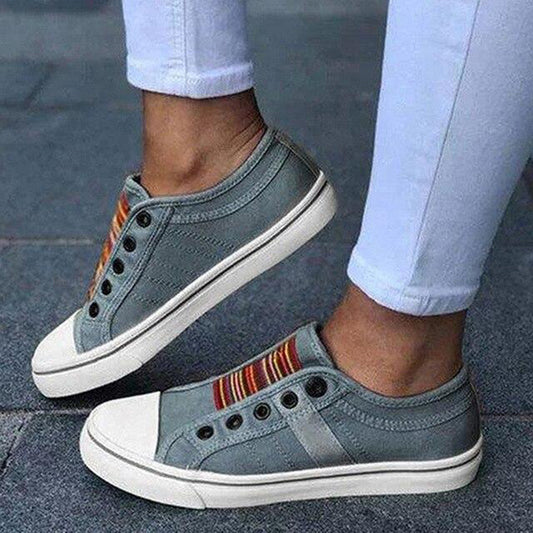 Baskets femme rayées tendance canvas - BerlinGlamour