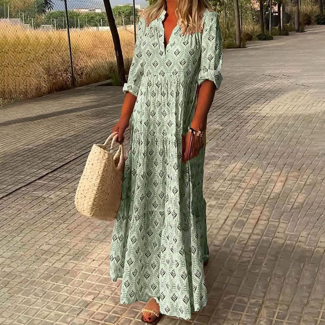 Robe Longue Florale Bleu Ciel Décontractée