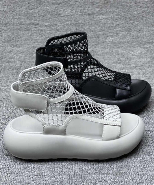 Sandales confortables gris sport à semelle plate et mesh - EasyApparels