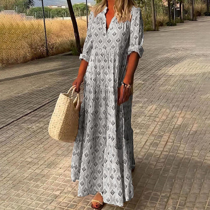 Robe Longue Florale Bleu Ciel Décontractée