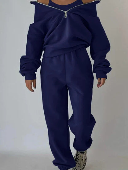 Survêtement de Sport Femme avec Zip et Manches Longues
