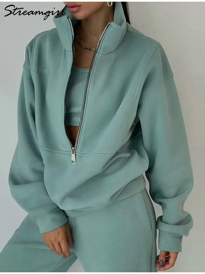 Survêtement de Sport Femme avec Zip et Manches Longues